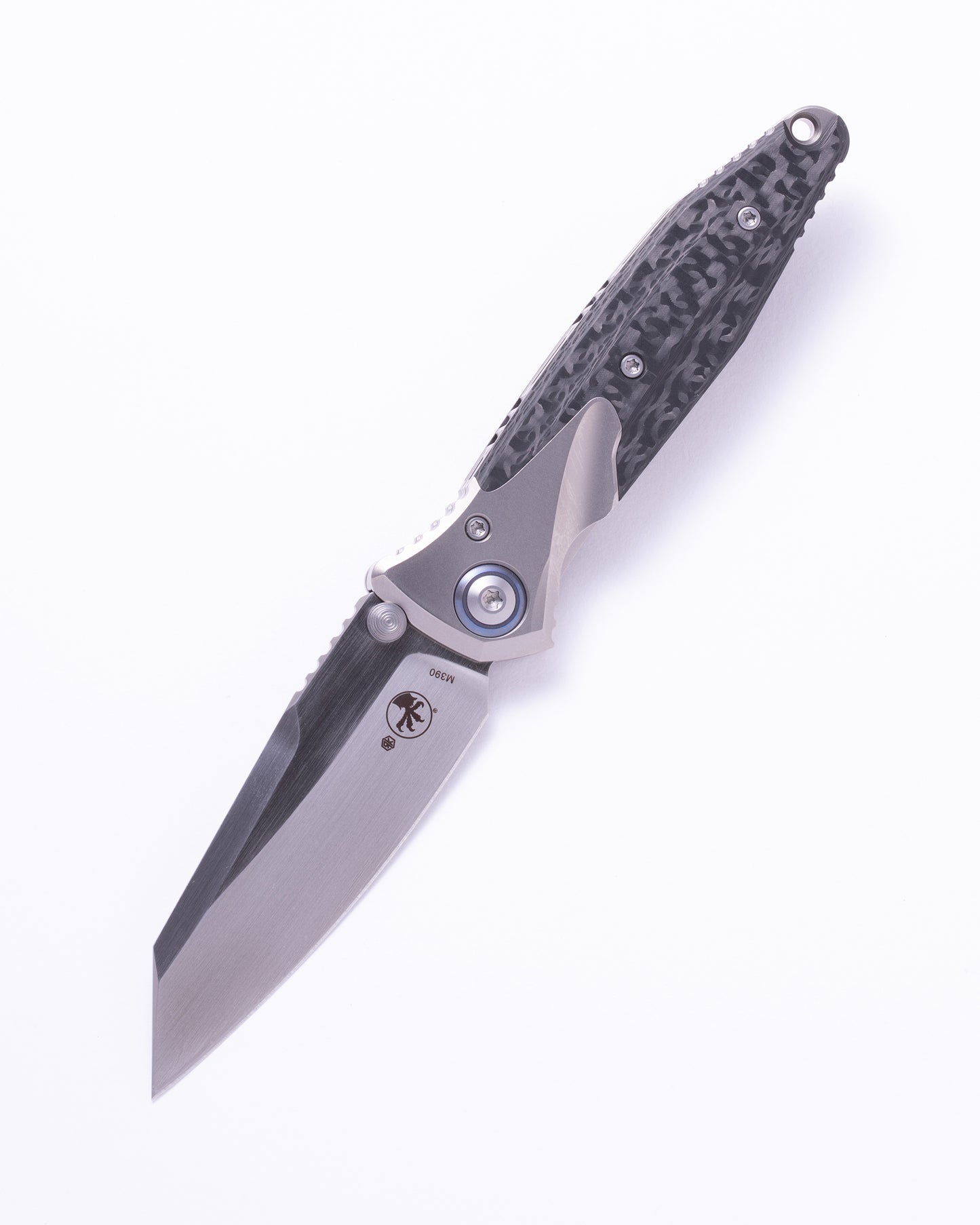 Socom Bravo™ Mini Warcom Titanium Handle Hand Rubbed Satin Standard Blue Titanium Pivot Collar Carbon Fiber Scales (263M-4CFTI)